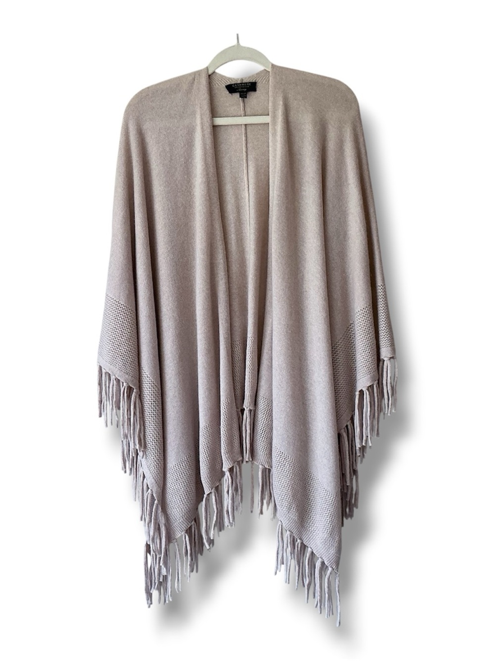Charter Club Luxury Cashmere Fringed Shawl in Beige One Size Fits All